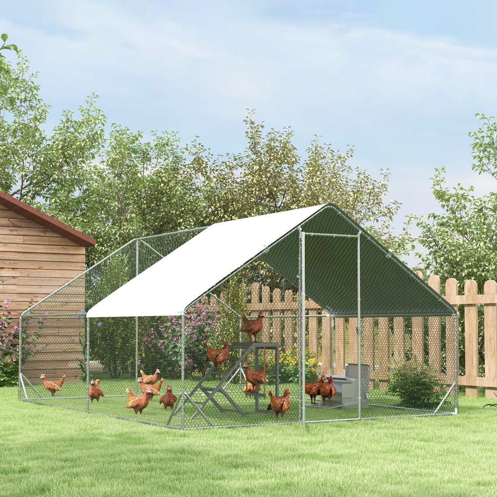 Walk In Chicken Run Galvanized Chicken Coop Hen House w/ Water-Resist Cover — alternate product view 5