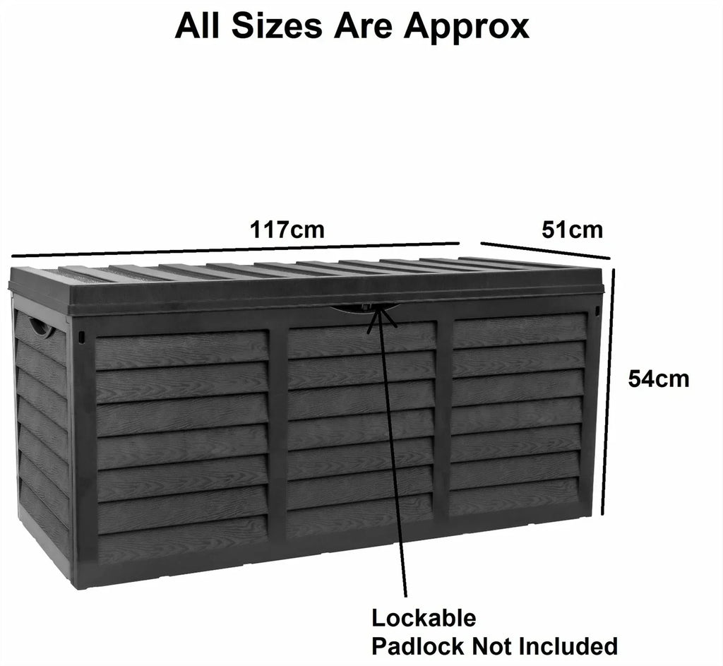 Black 320L Plastic Storage Box Garden Outdoor Shed Utility Cushion Chest Truck — alternate product view 4