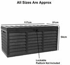 Black 320L Plastic Storage Box Garden Outdoor Shed Utility Cushion Chest Truck — alternate product view 4