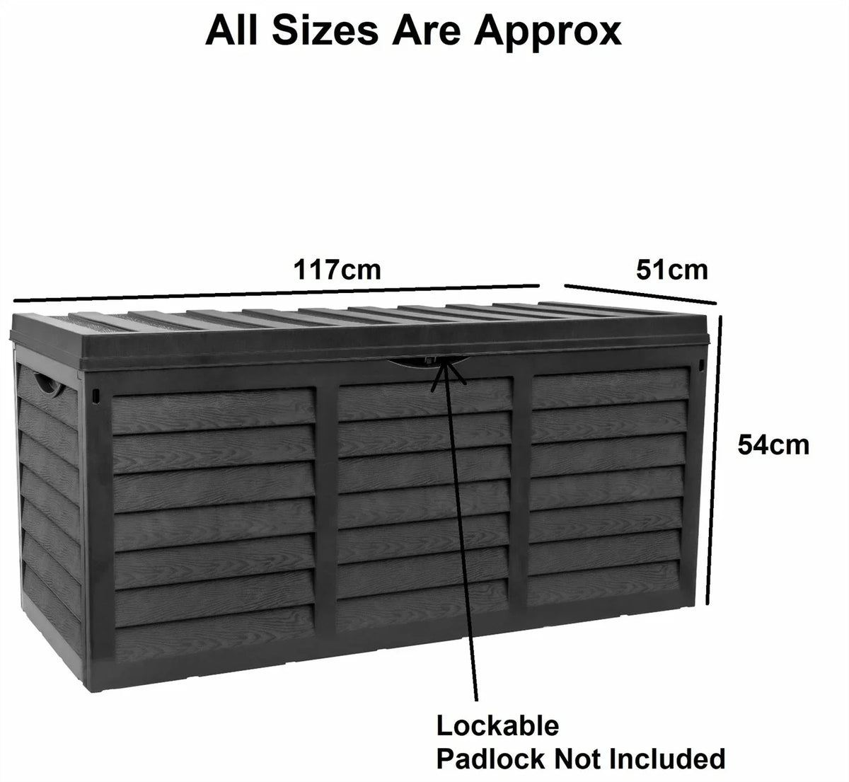 Black 320L Plastic Storage Box Garden Outdoor Shed Utility Cushion Chest Truck — alternate product view 4