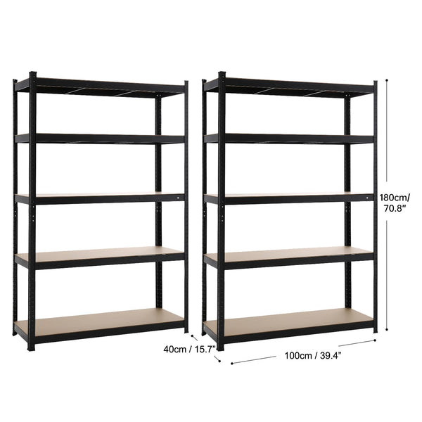 5 Tiers Shelving Units Warehouse Racking Shelf Steel Garage Unit 180x100x40CM — alternate product view 6