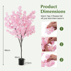 190cm Tall Artificial Cherry Blossom Tree Faux Floral Plant 1170 Flowers — alternate product view 8