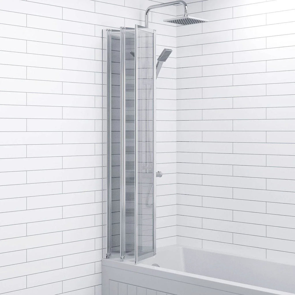 Bathroom 4 Panel Folding Bath Shower Screen Chrome 1000mm Reversible 4mm Glass — alternate product view 4