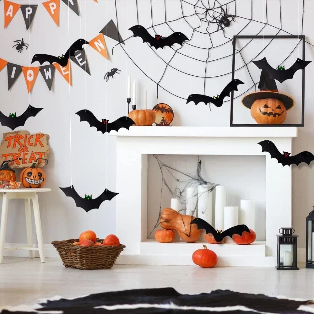 12PCS Halloween Hanging Bats, Halloween Flying Bat Hanging Decorations — alternate product view 3