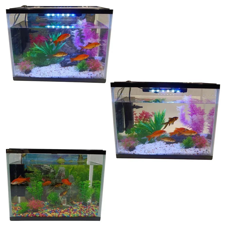 26L LED Glass Aquarium Fish Tank Starter Kit Fish Net, Led Light Air Pump — alternate product view 4