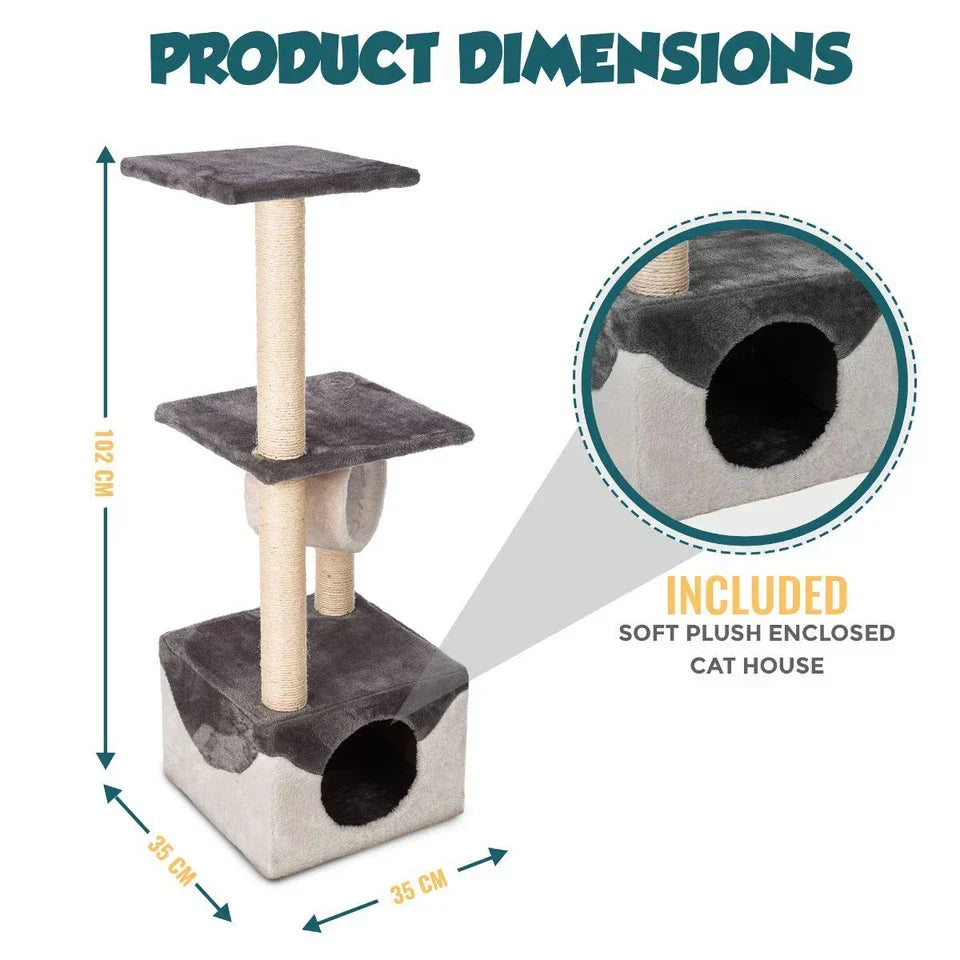 Cat Tree Scratching Tower House Activity Center Post Climbing Hammock — alternate product view 6