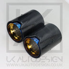 2 x BMW M135i/M140i/M235i/M240i MP Blue Carbon Fibre Exhaust Tip F20/F21/F22/F23 — alternate product view 4