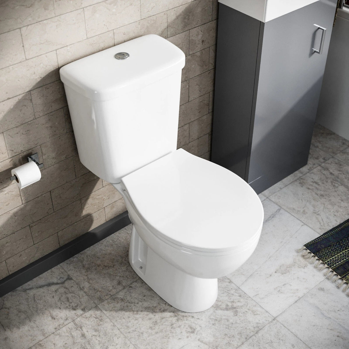 Nes Home Close Coupled Toilet Bathroom WC Pan, Toilet Seat & Cistern — alternate product view 4
