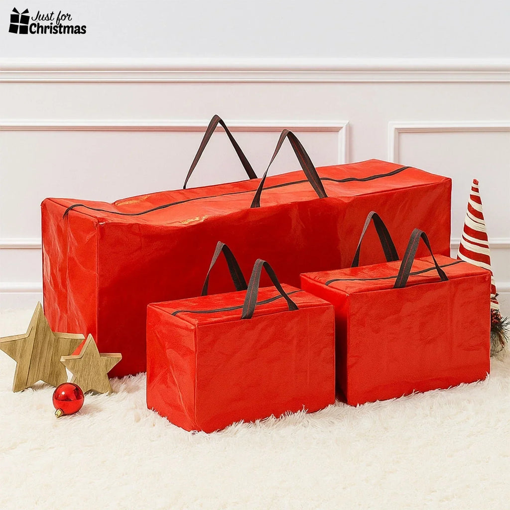 Christmas Storage Bags Xmas Tree Decorations Storage Zipper Bags with Handles x3 — alternate product view 7