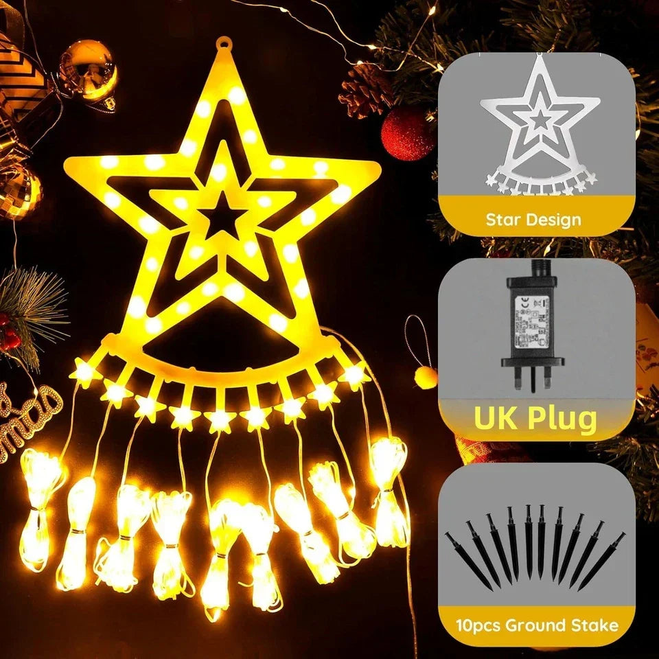 Christmas Tree Decorations Outdoor Star String Waterfall Lights 350LED Xmas Tree — alternate product view 6