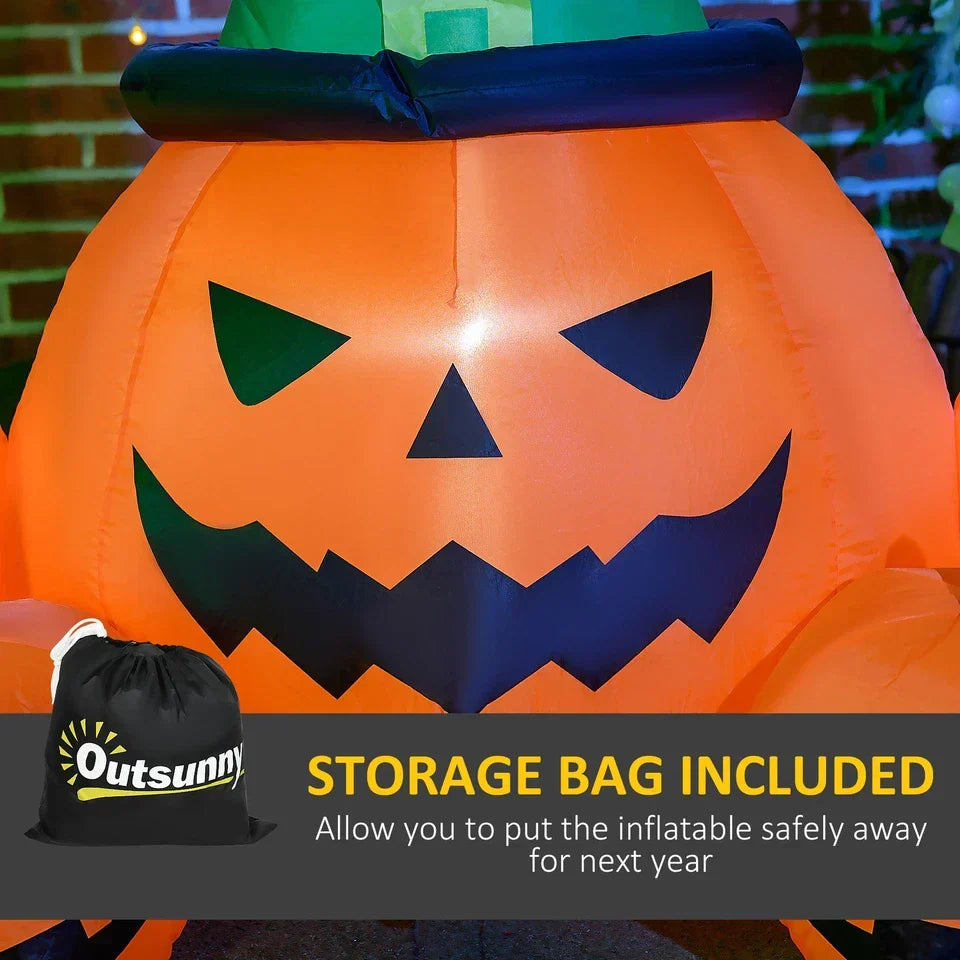 6ft Inflatable Halloween Large Pumpkin in Hat w/ Four Small Pumpkin LED — alternate product view 7
