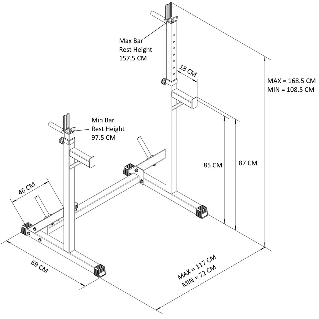 GYM MASTER Adjustable Squat Dip Rack Weight Lifting Stand Power Cage Frame — alternate product view 5