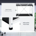Computer Desk Laptop Table w/4-tier Bookshelf Metal Frame Black, White — alternate product view 5