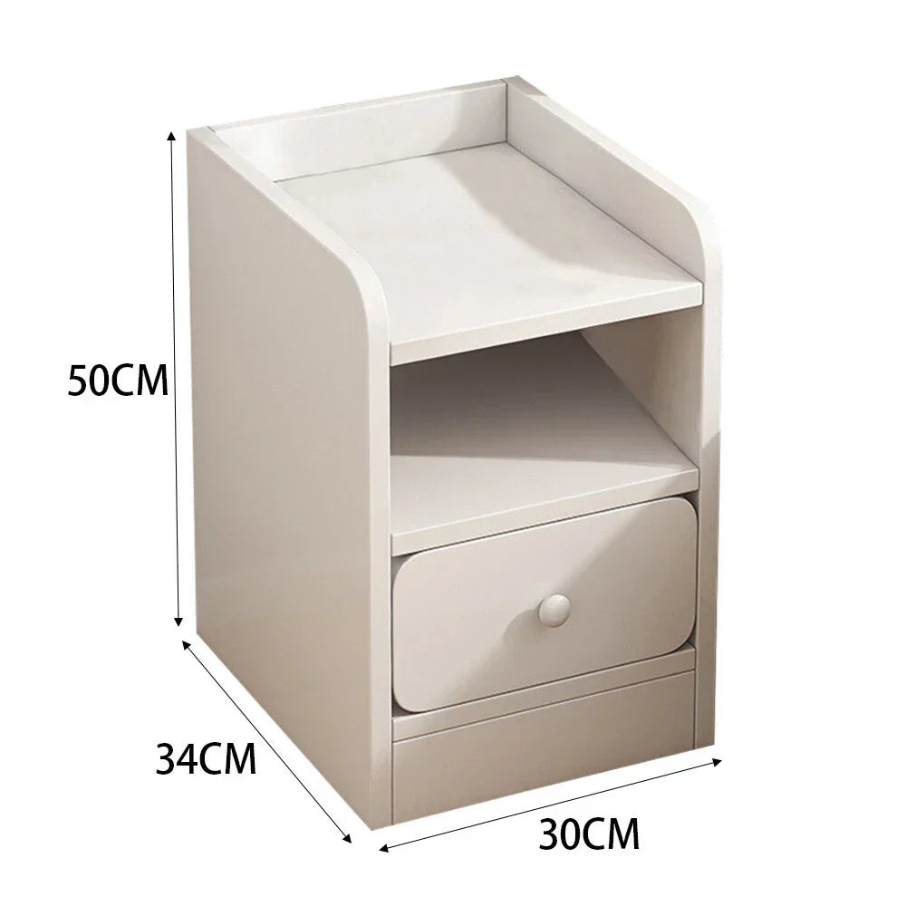 Bedside Table White Drawer Cabinet — on a clean white background