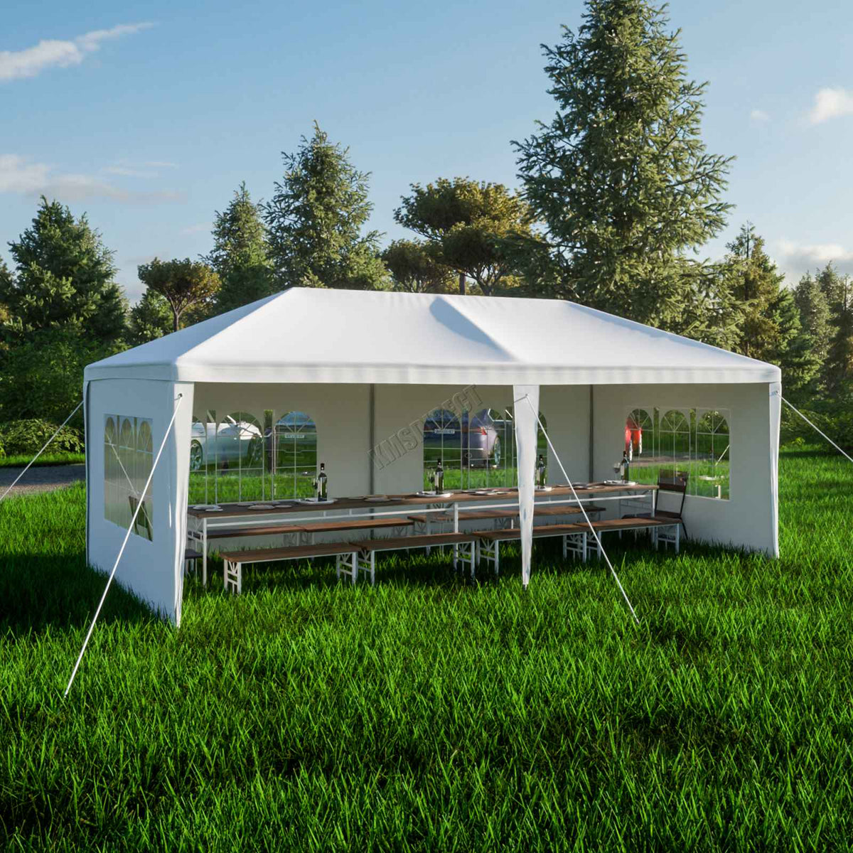 3x6m Garden PE Gazebo Party Wedding Camping — White — product view