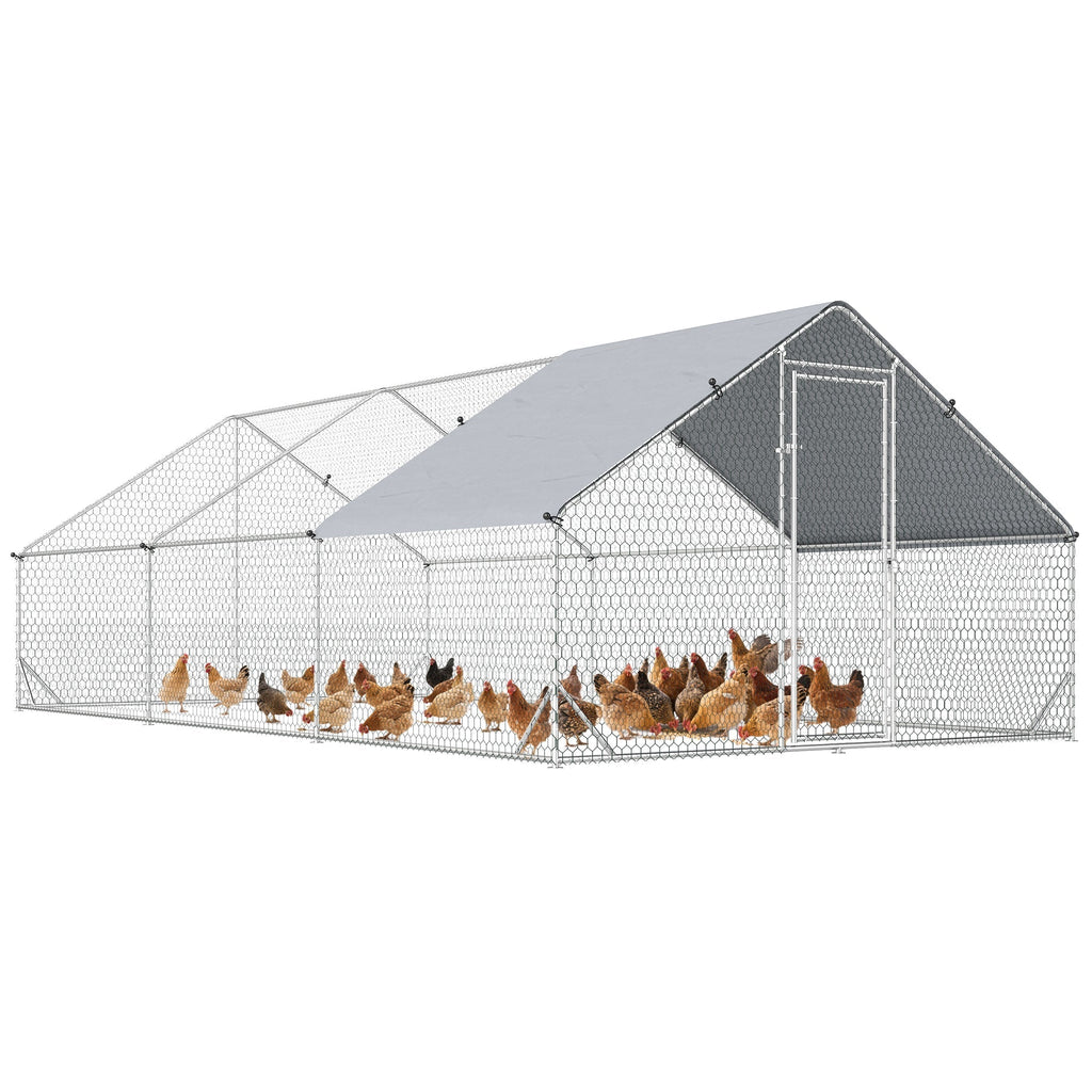 Walk In Chicken Run Galvanized Chicken Coop Hen House w/ Water-Resist Cover — alternate product view 22