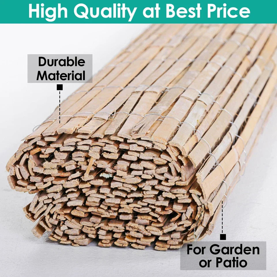 Bamboo Slat Fence Screen Roll Screening Fencing Privacy Sun Panel Garden Outdoor — alternate product view 6