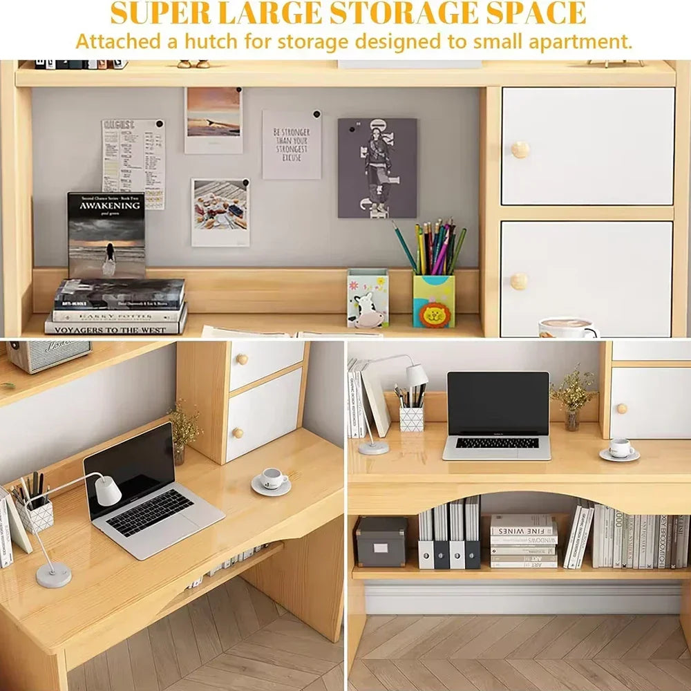 Wooden Computer Desk Home Office Writing Desk Study Table Workstation Cabinet UK — alternate product view 12