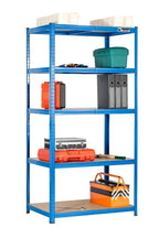 5 Tier Blue Metal Garage Shelving Unit 1000kg 180 x 90 x 60cm — on a clean white background