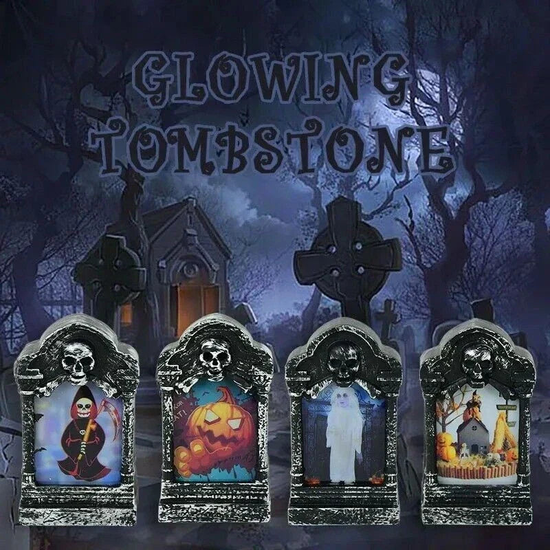4x Halloween Light Up Tombstone Horror LED Game Props Outdoor Garden Party Decor — alternate product view 4