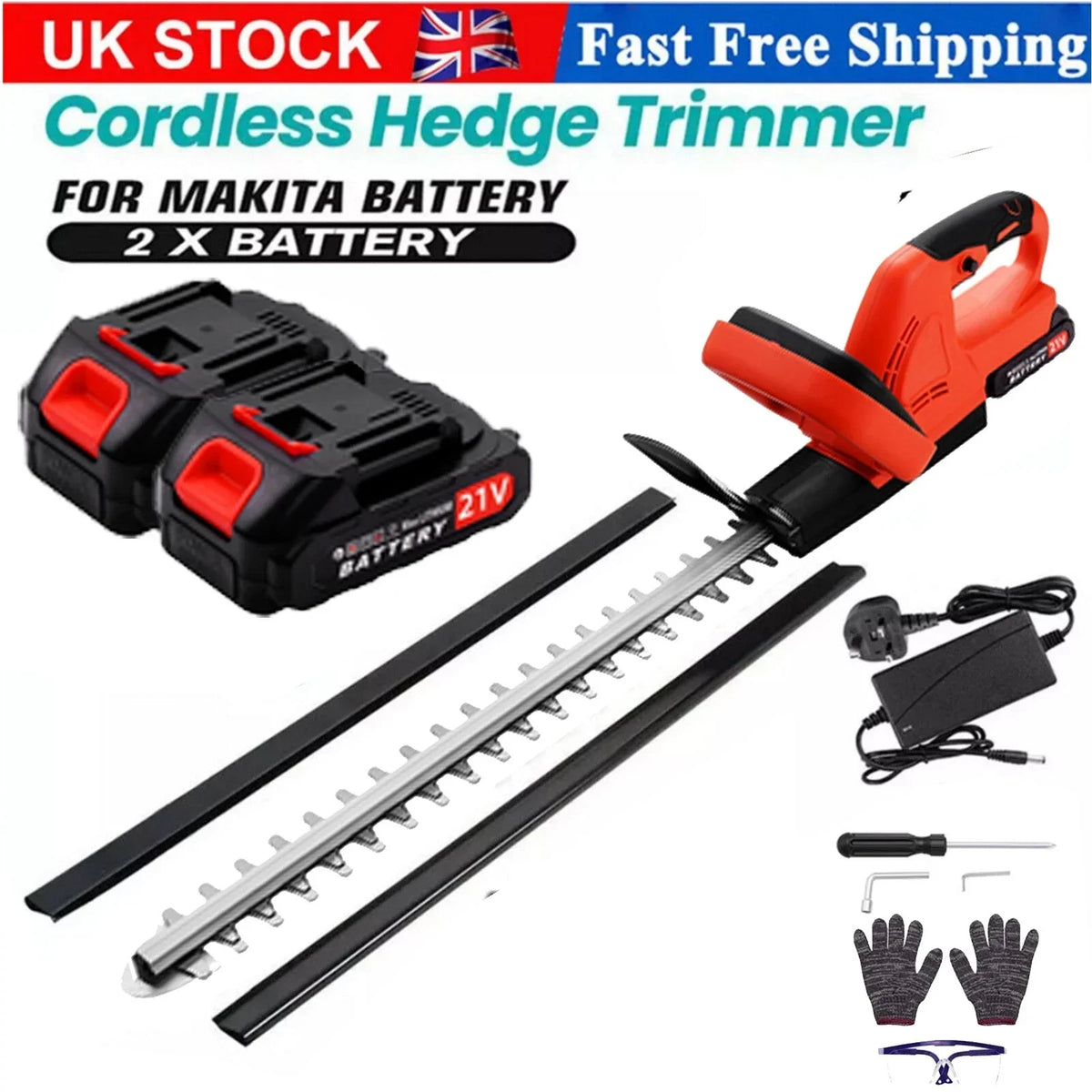 Brushless Cordless Hedge Trimmer Tree Branch Cutter Tool with 2Battery & Charger — alternate product view 2