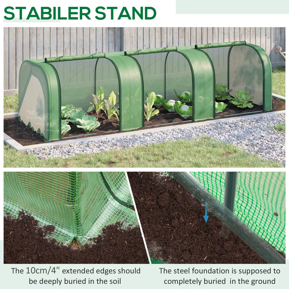 Tunnel Greenhouse Steel Frame for Garden w/ Zipper Doors — alternate product view 10