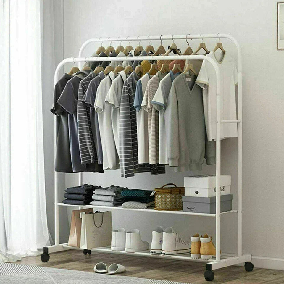 Industrial Pipe Garment Rack Coat Stand Rolling Clothe Rails — alternate product view 3
