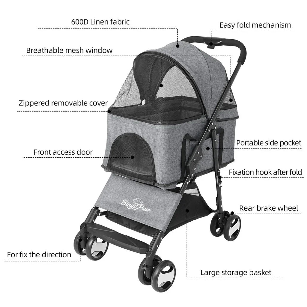 XXL Pet Stroller Pram Dog Carrier Trailer Stroller Travel Walk Carrier Load 30kg — alternate product view 9