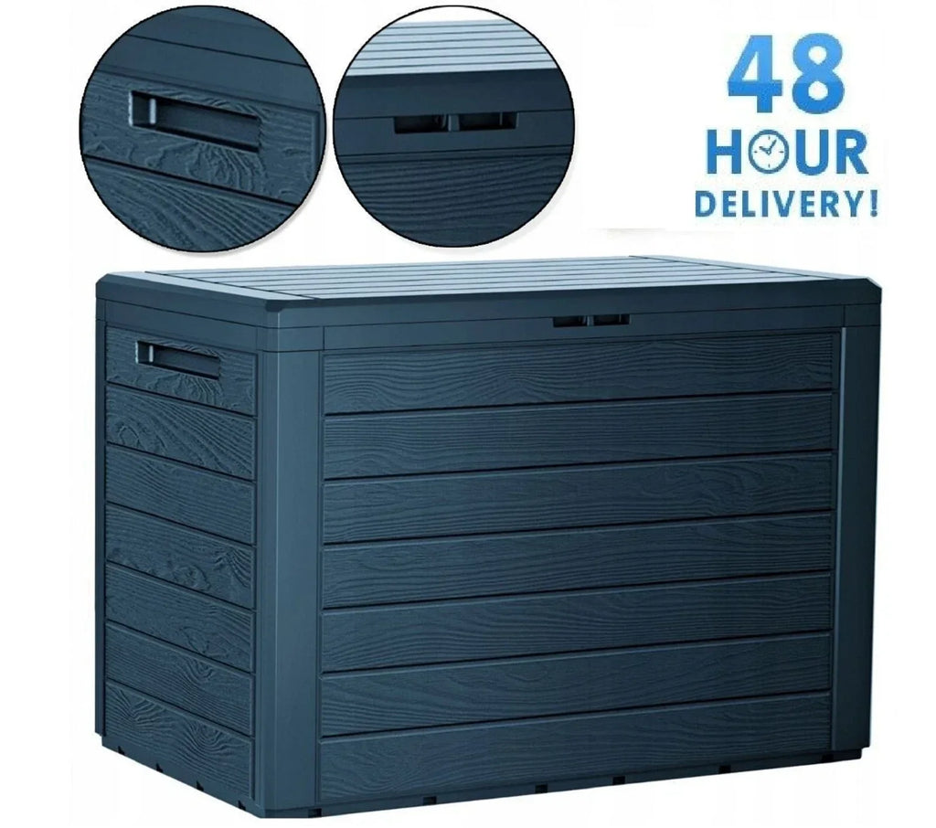 Garden Storage Box Deck Chest 190L Wood Structure Lockable Patio Balcony Grey — alternate product view 3