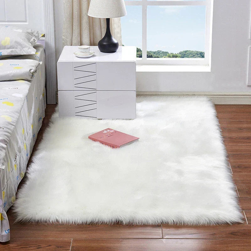 Faux Fur Sheepskin Fluffy Rug Soft LivingRoom Bedroom Rectangle Carpet Floor Mat — main product view