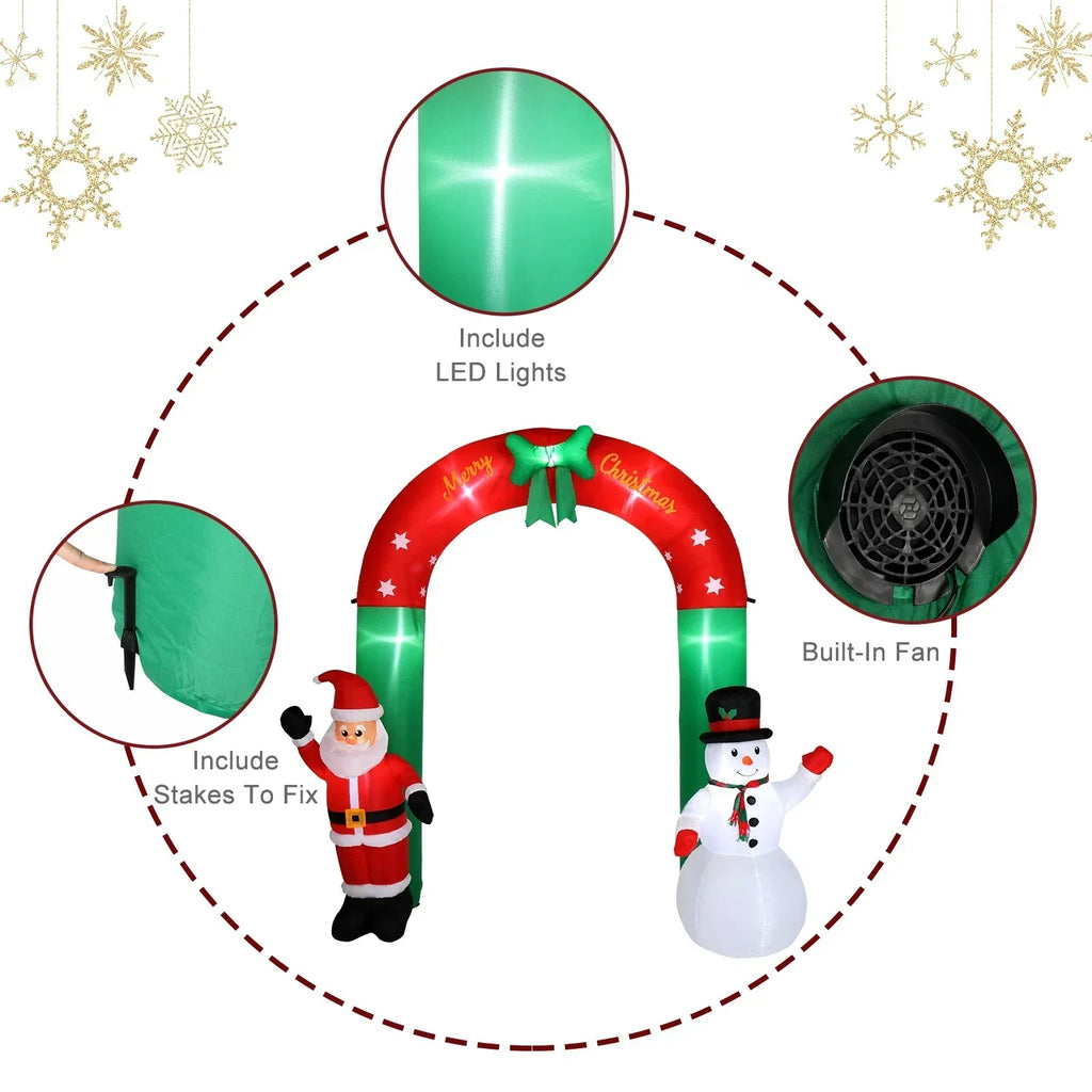 2.4M Christmas Arch Inflatable with Santa & Snowman & LED Lights Outdoor Decor — alternate product view 7