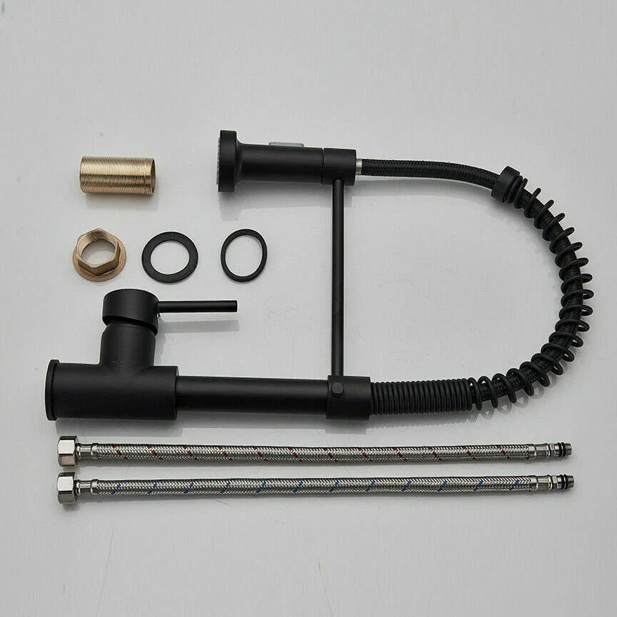 Matt Black Monobloc Kitchen Sink Mixer Tap with Pull Out Hose Spray Single Lever — alternate product view 6