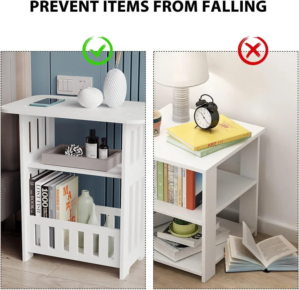 White Small Bedside Table Nightstand Tea Coffee Table Nightstand Storage Shelf — alternate product view 7