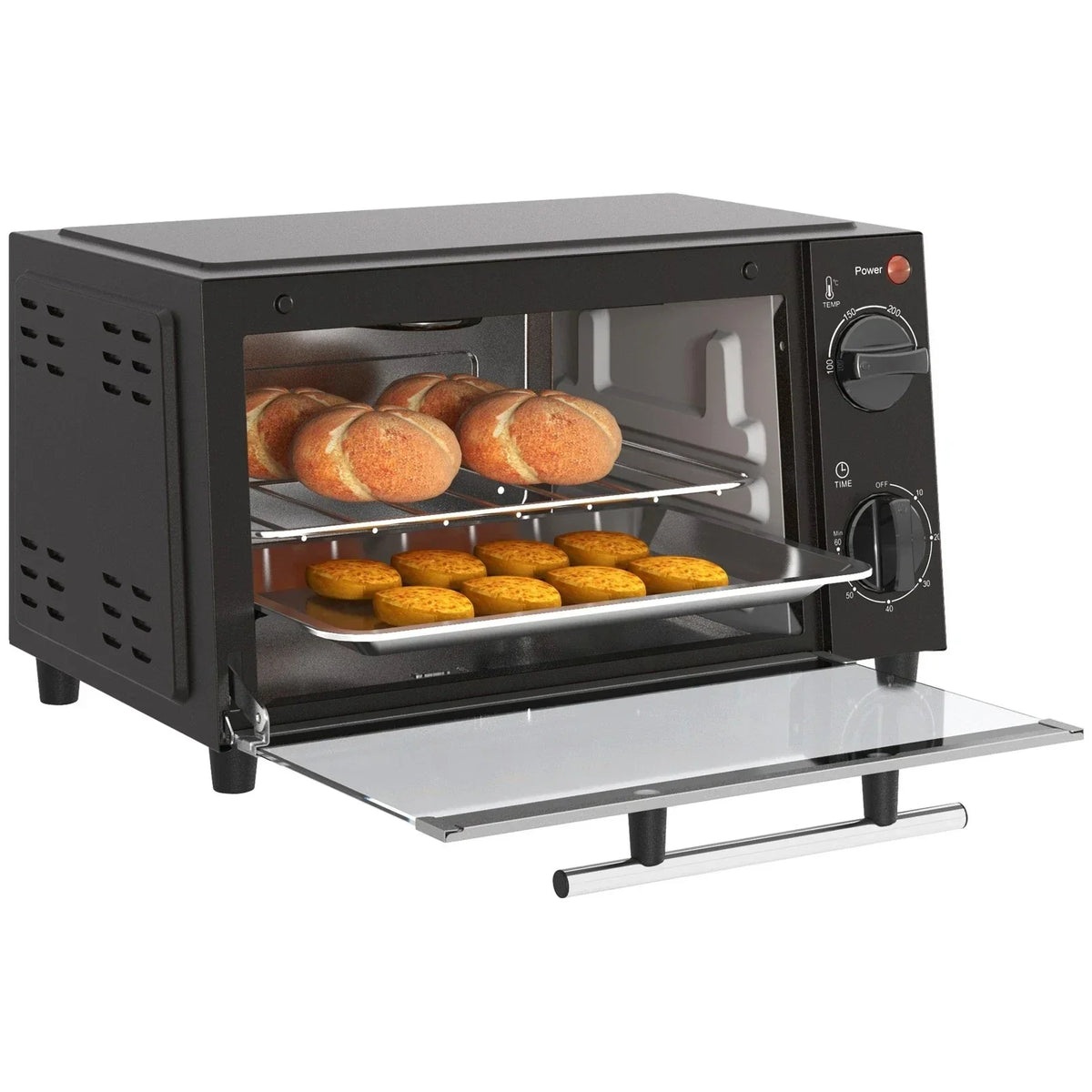 HOMCOM 9L Mini Oven with 60-Minute Timer — 750W Black — alternate product view 10