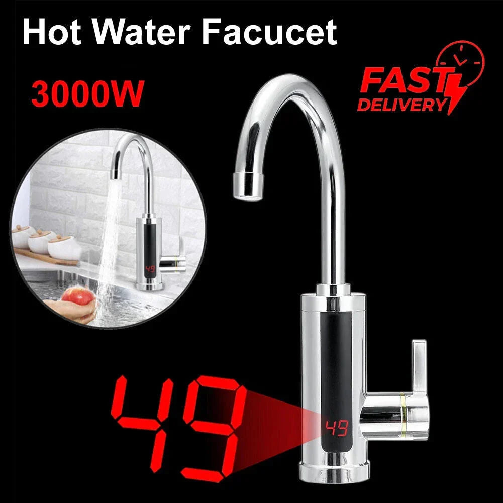 Electric Heating Tap Kitchen Bathroom Fast Instant Hot Water Heater Faucet UK — alternate product view 4