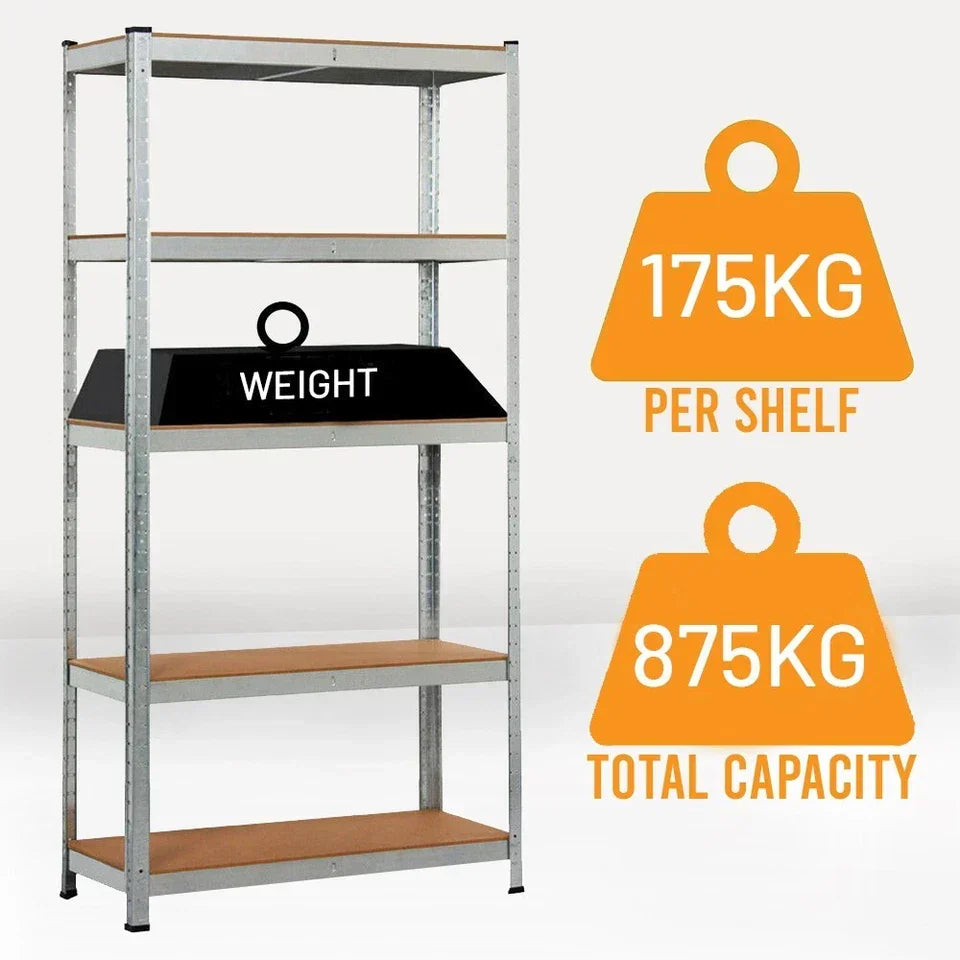 3x Metal 5 Tier Garage Shelves Shelving Unit Racking Storage 150 x 70 x 30cm — alternate product view 6
