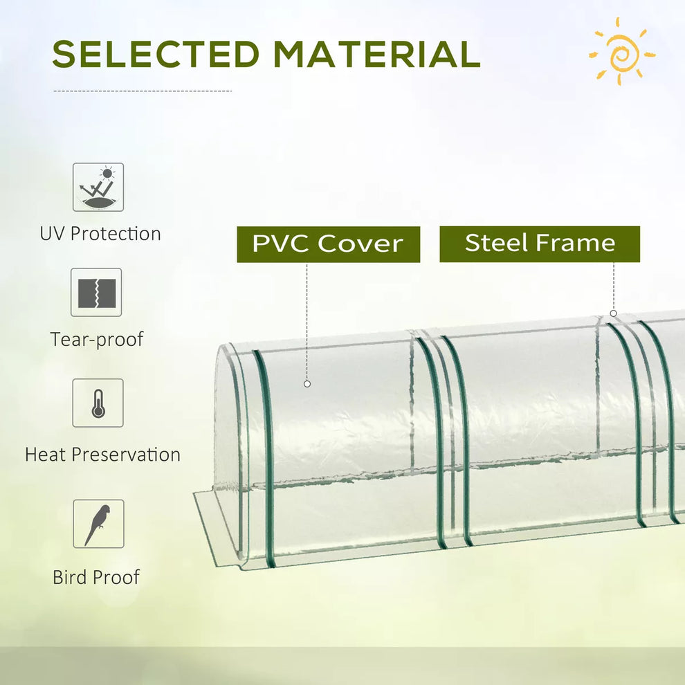 Tunnel Greenhouse Steel Frame for Garden w/ Zipper Doors — alternate product view 8
