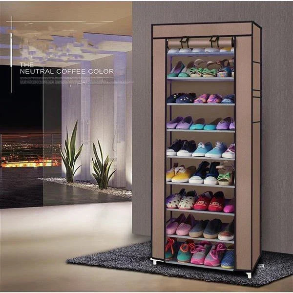 10 Tier Cabinet Storage Organiser Shoe Rack Stand Holds 27 Pairs Dustproof — alternate product view 3