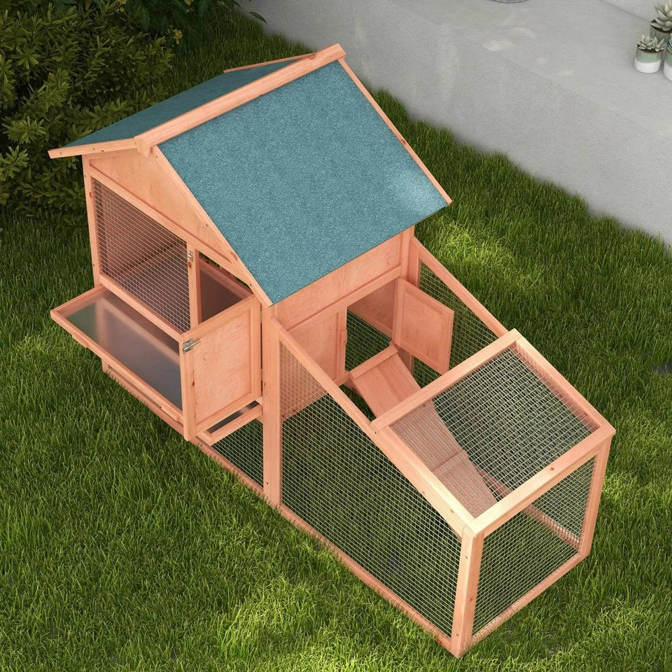 Pawhut Wood Rabbit,Bunny, Pig Hutch Water Resistant w/ Ramp Outdoor Use — alternate product view 3