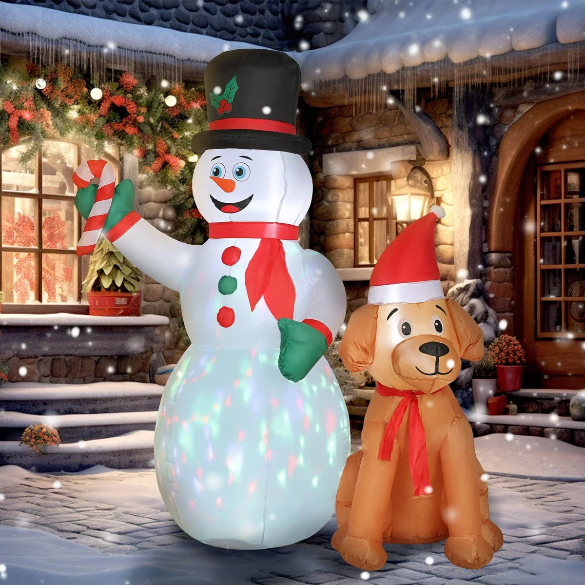 6FT Christmas Inflatables Snowman & Dog for Indoor Outdoor Decor — alternate product view 3