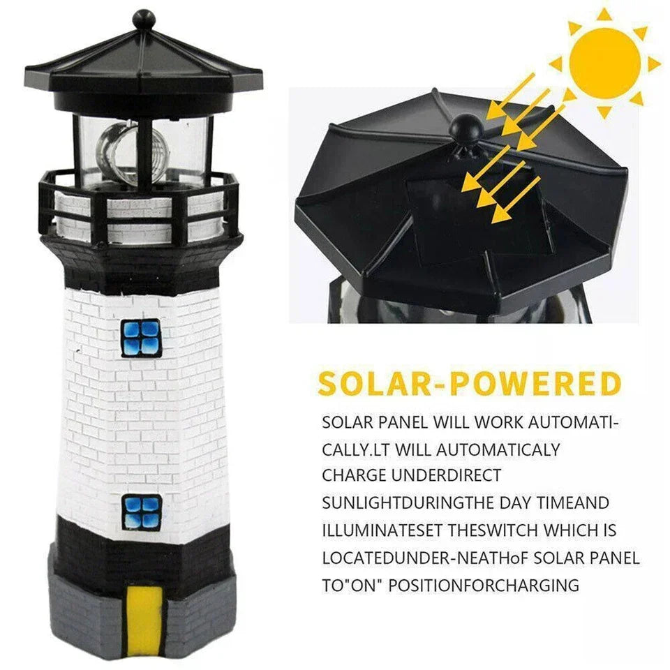 Solar Powered Lighthouse Rotating Led Garden Light House Decoration Ornament UK — alternate product view 7