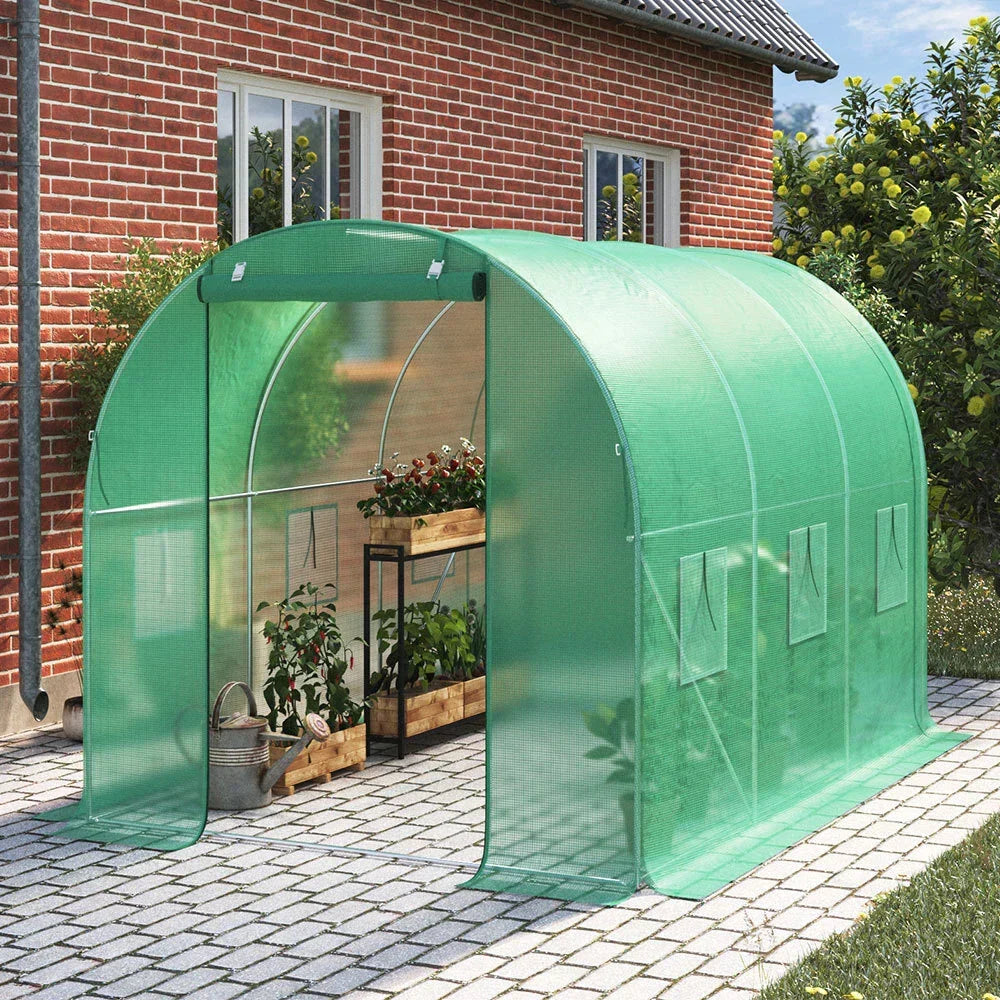 Walk-in Greenhouse Galvanised Frame Polly Tunnel Patio Garden Outdoor Polytunnel — alternate product view 2