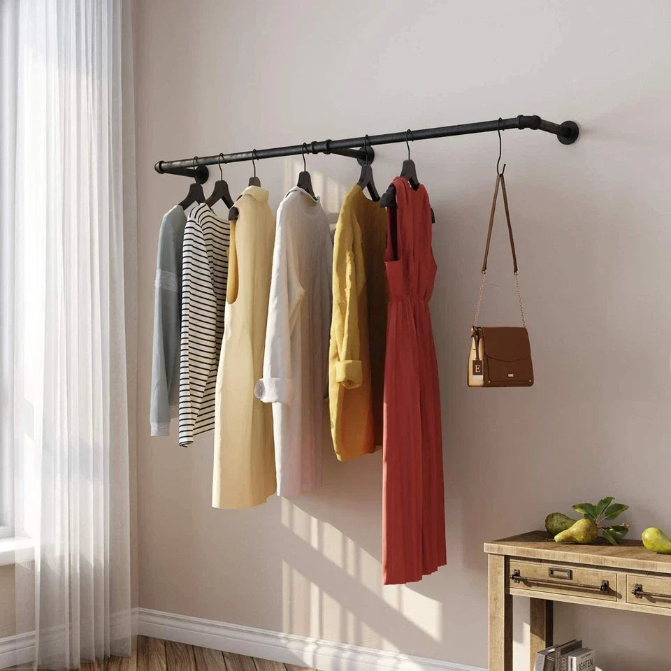 6ft Heavy Duty Clothes Rail Pipe Garment Rack Wall Mounted Hanging Clothes Pole — alternate product view 3
