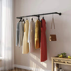 6ft Heavy Duty Clothes Rail Pipe Garment Rack Wall Mounted Hanging Clothes Pole — alternate product view 3