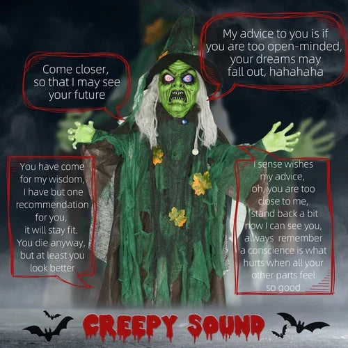 6ft Animated Halloween Witch Prop Outdoor Decoration with Glowing Eyes & Hear — alternate product view 9