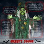 6ft Animated Halloween Witch Prop Outdoor Decoration with Glowing Eyes & Hear — alternate product view 9