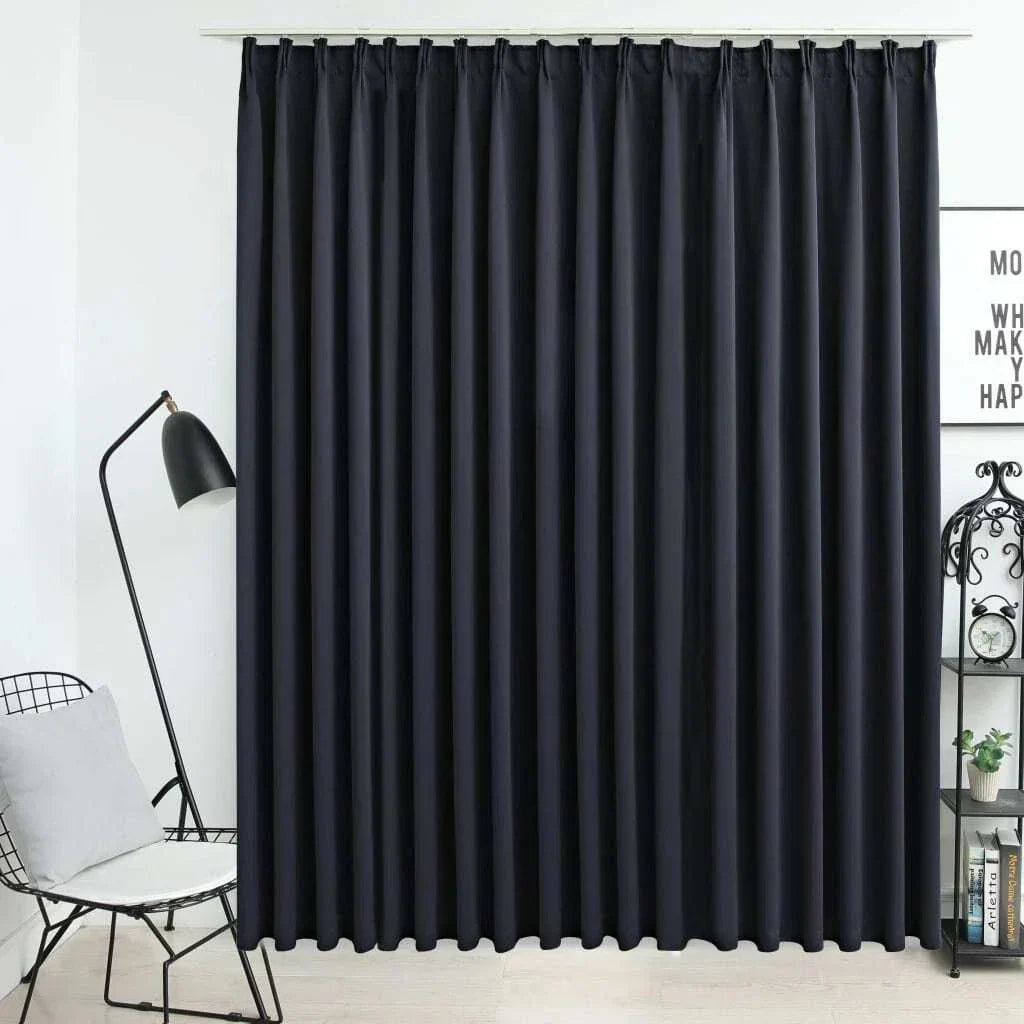 Blackout Curtain with Hooks Blind Drapery Window Covering ( Black) — main product view