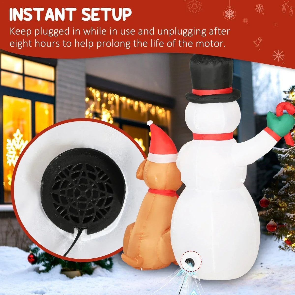 6FT Christmas Inflatables Snowman & Dog for Indoor Outdoor Decor — alternate product view 9