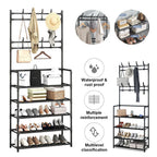 8 Hooks Coat and Hat Stand Metal + Plastic Shoe Rack Bedroom Shelf Hanger — alternate product view 9
