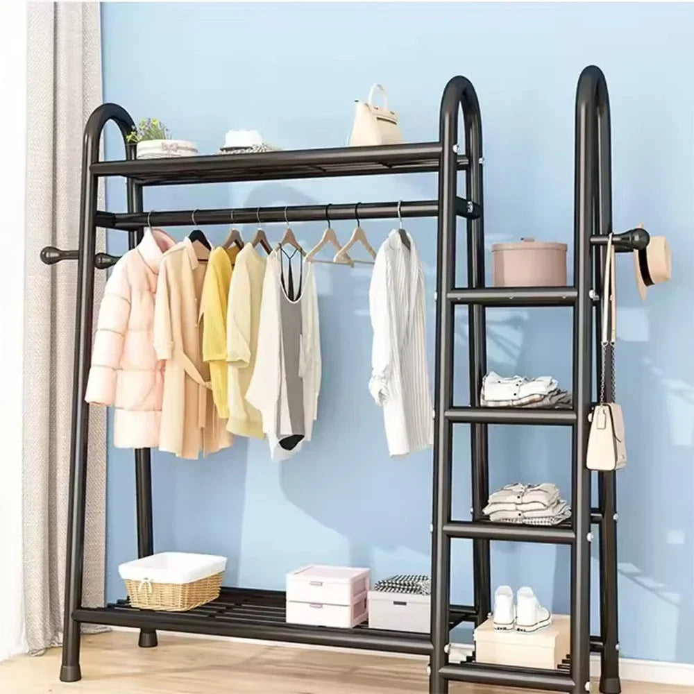 Heavy Duty Double Clothes Rail Rack Garment Hanging Stand Open Wardrobe Shelf — alternate product view 4
